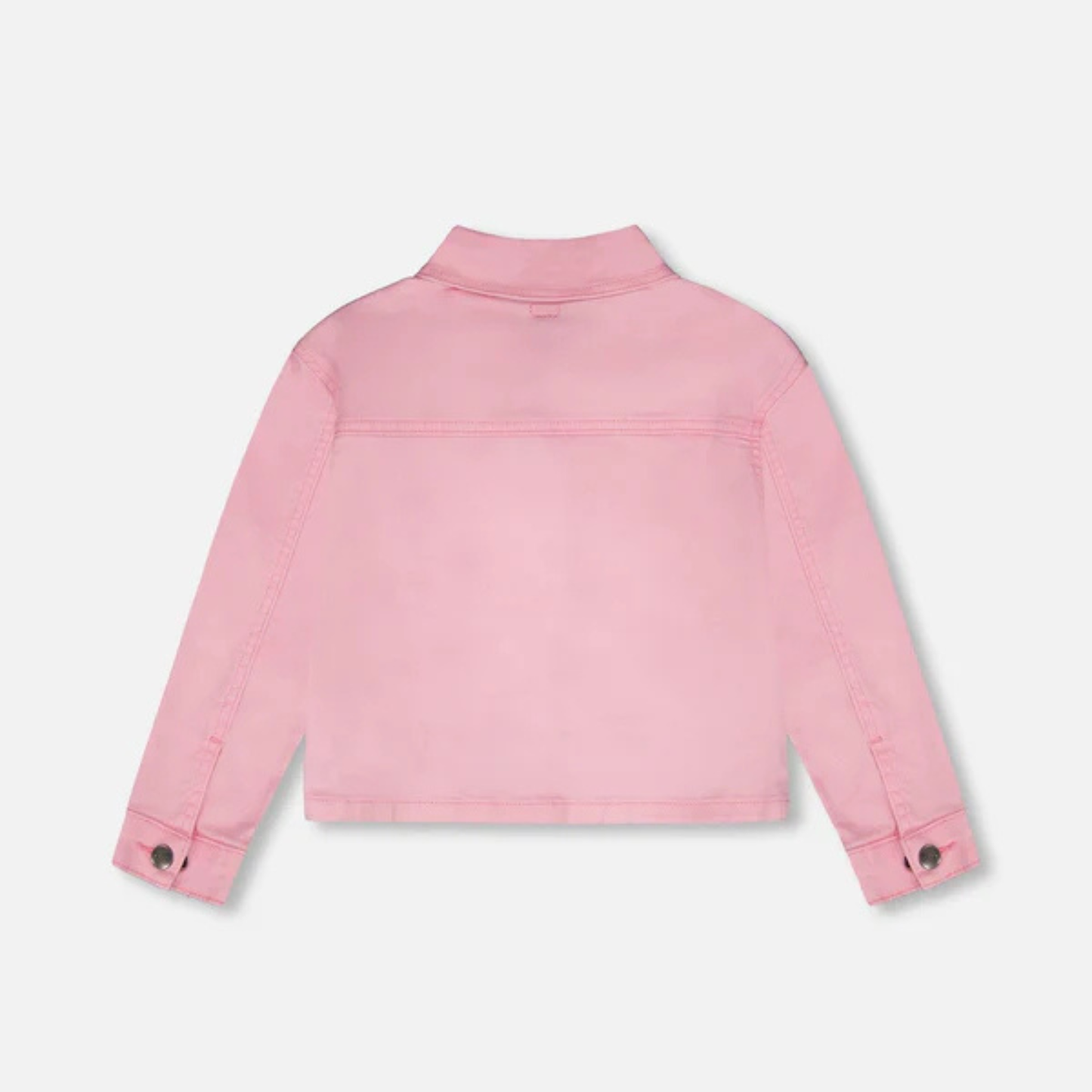 Embroidered patch jean jacket - prism pink