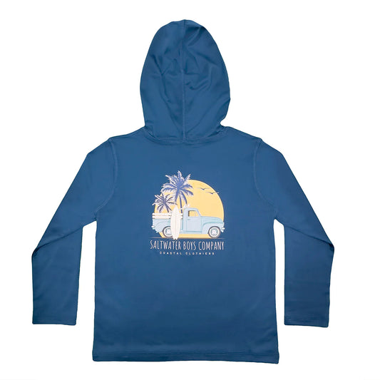 Surf truck perf. hoodie - teal