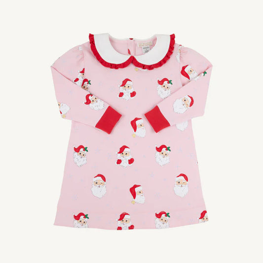 Maudes ruffle cassidy comfy crewneck dress - dear santa pink