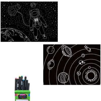 Chalkboard placemat coloring set - astronaut