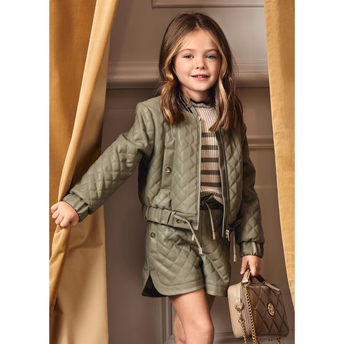 Faux leather padded jacket - bayleaf