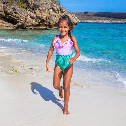 Purple & green h2o appear & shimmer mermaid one piece