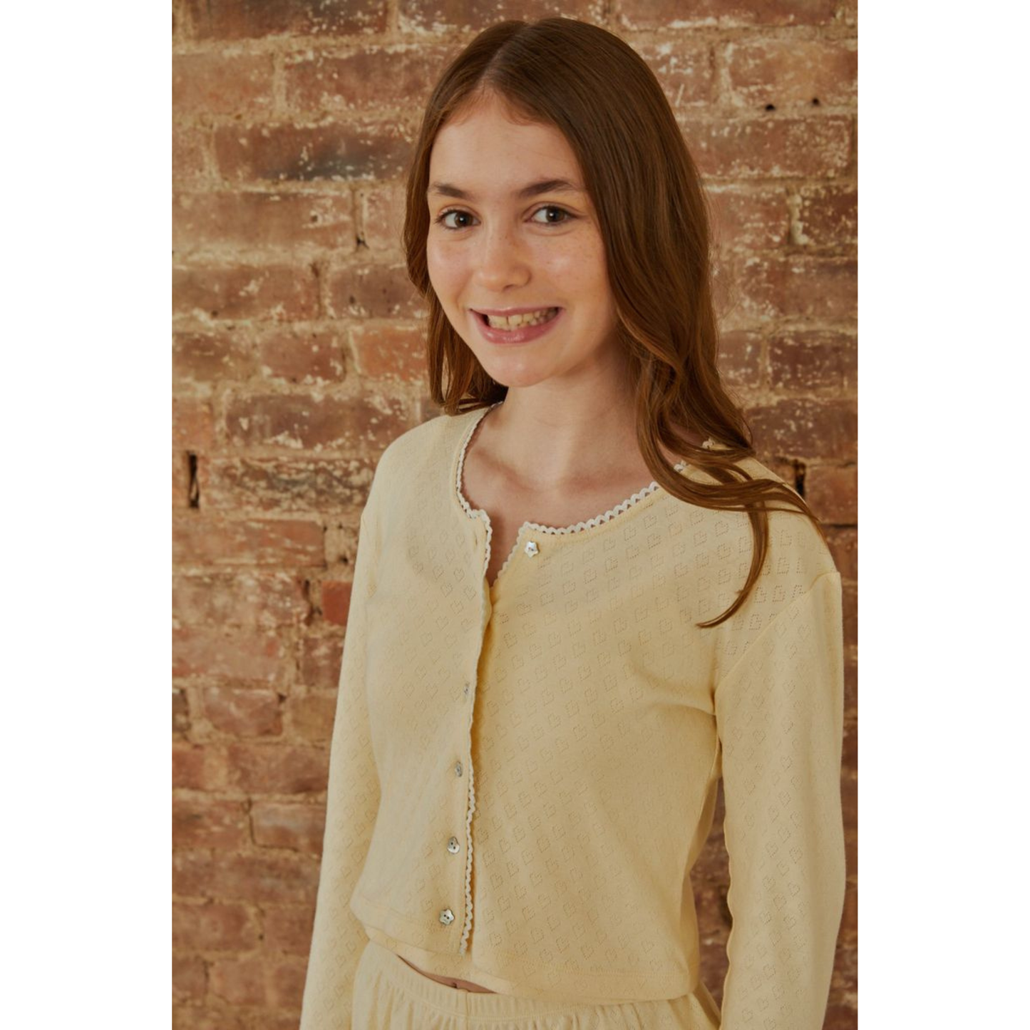 Marni pastel yellow pointelle cardigan