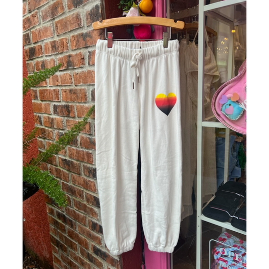 Sunset heart sweatpants - white