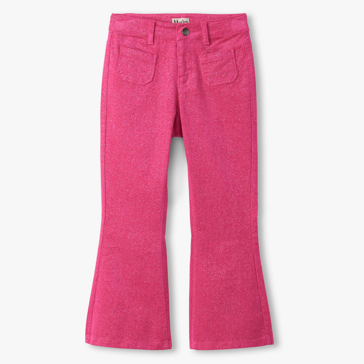 Raspberry rose patch pocket flared pants