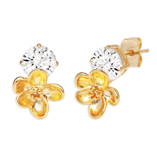 Gold flower w. crystal accent studs