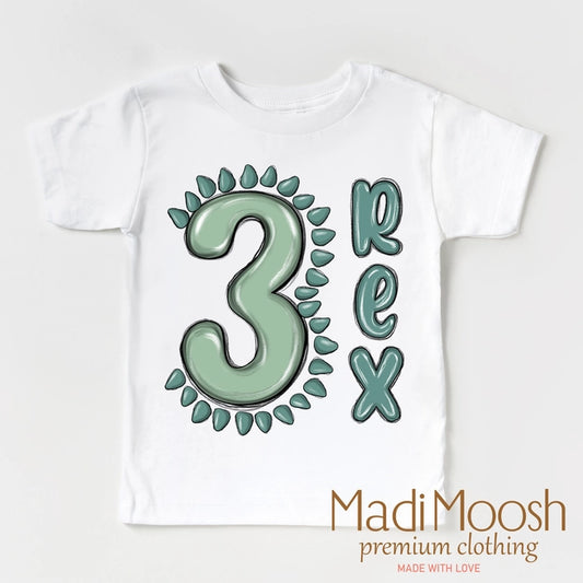 Three rex birthday shirt - white