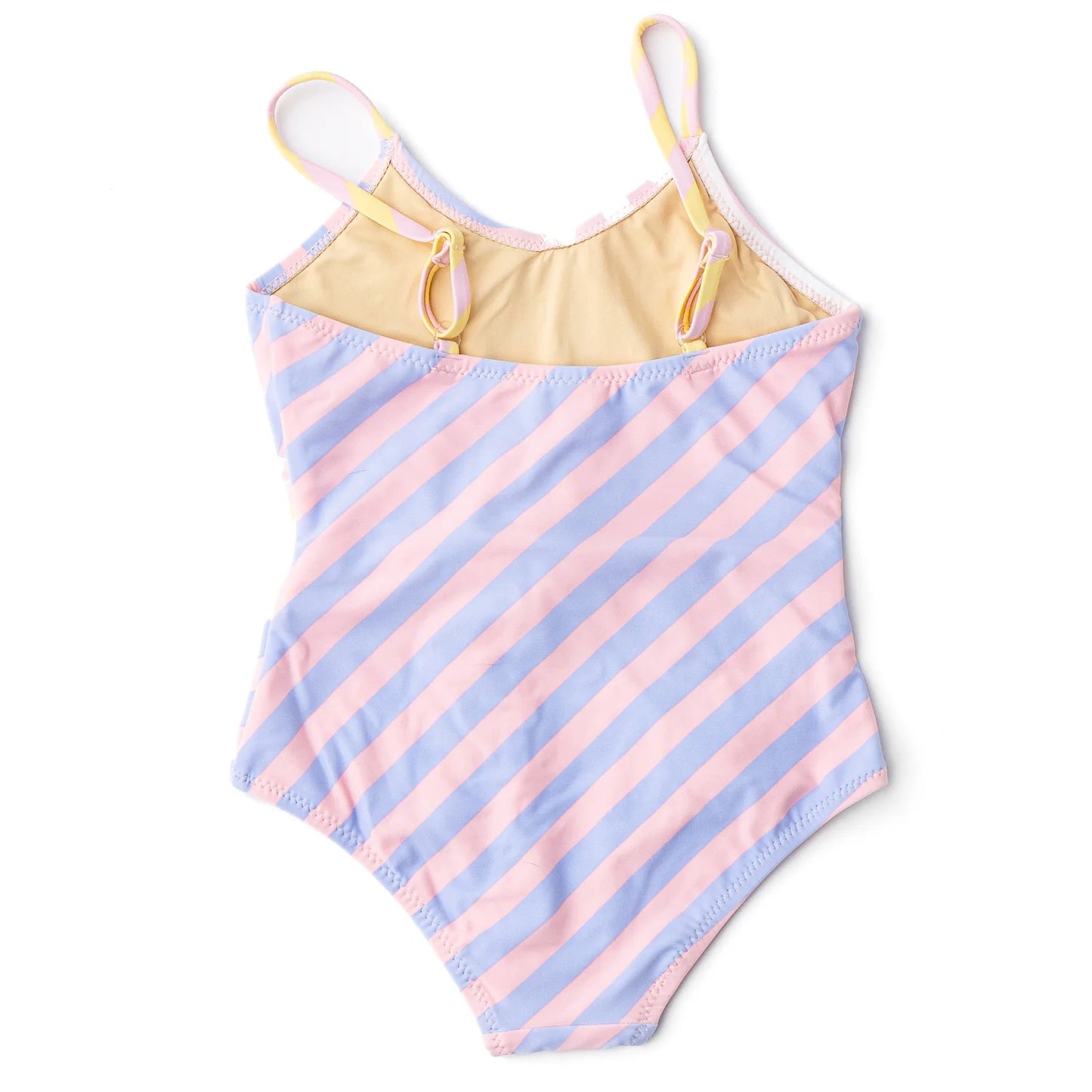 Pastel stripe one piece wrap suit