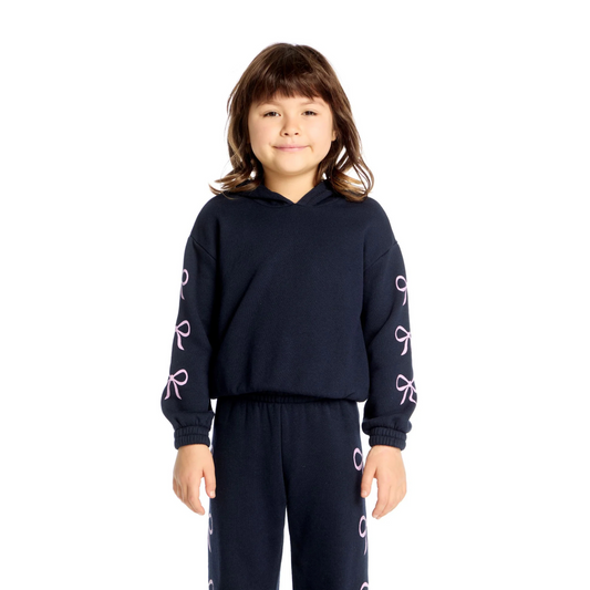 Stormy bows semi cropped hoodie