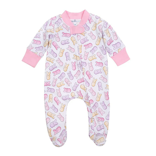 Peep-tastic zipper footie - pink