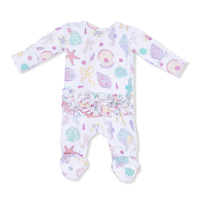 Beach days 2 way ruffle zipper footie