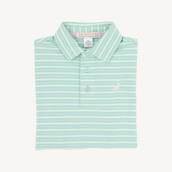 Prim and proper s/s polo onesie - sumner county stripe