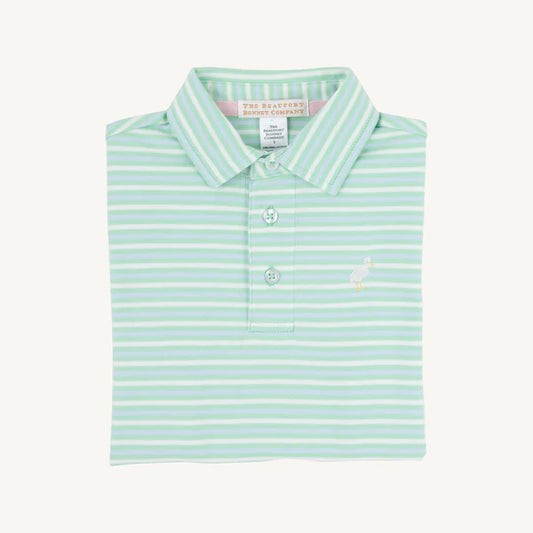 Prim and proper s/s polo onesie - sumner county stripe