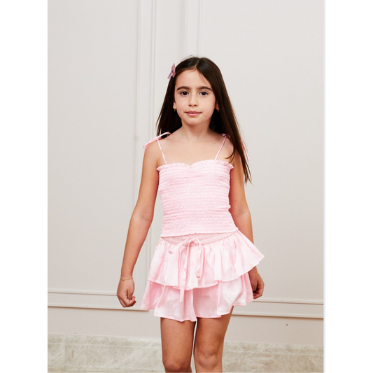 Willow satin pale pink skort