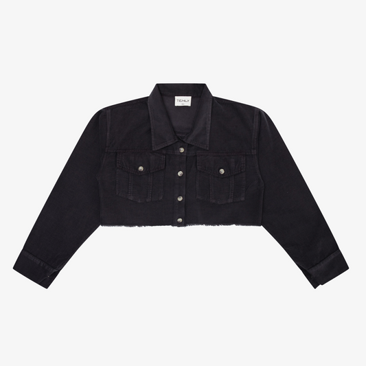 Corduroy utility raw edge crop jacket - dark shadow