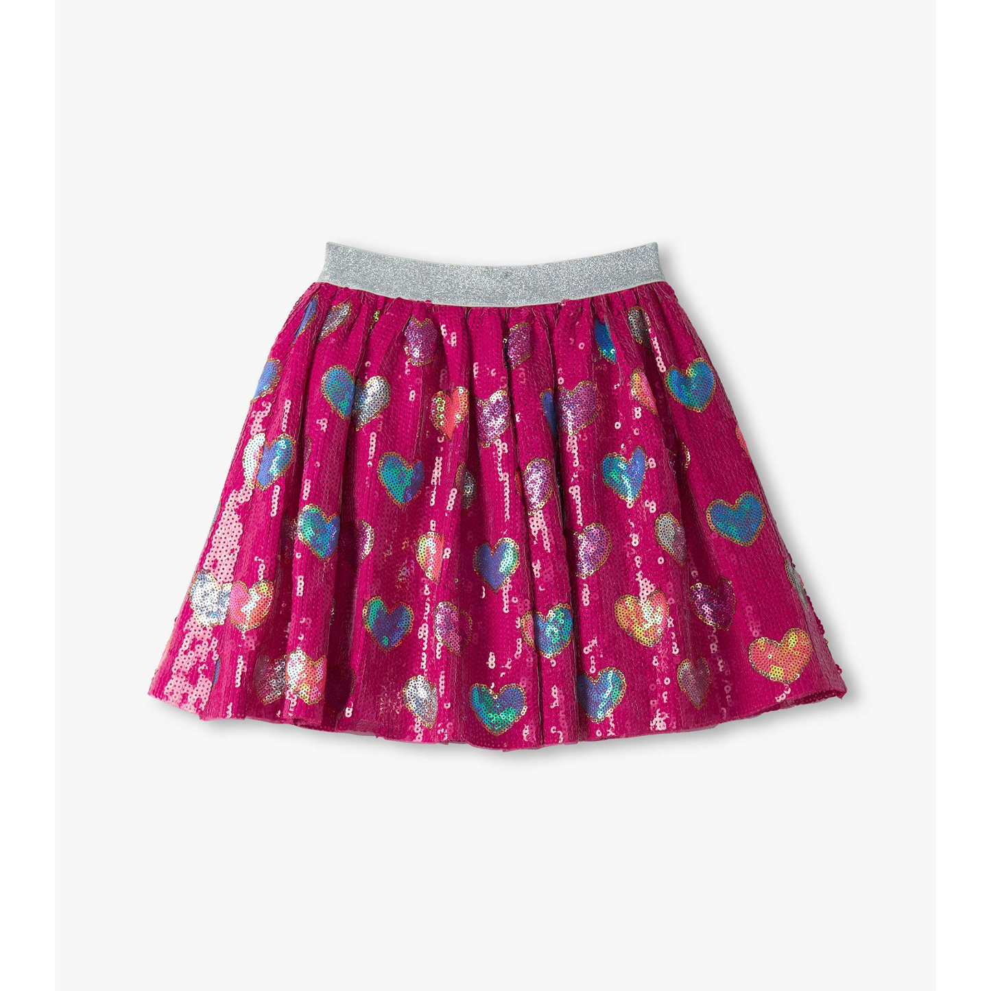 Pink busted hearts sequin skirt