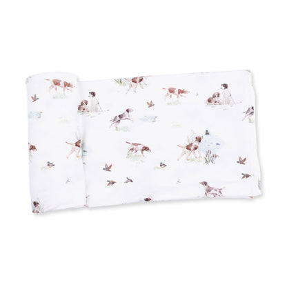 Pointer pups and duck buddies swaddle blanket