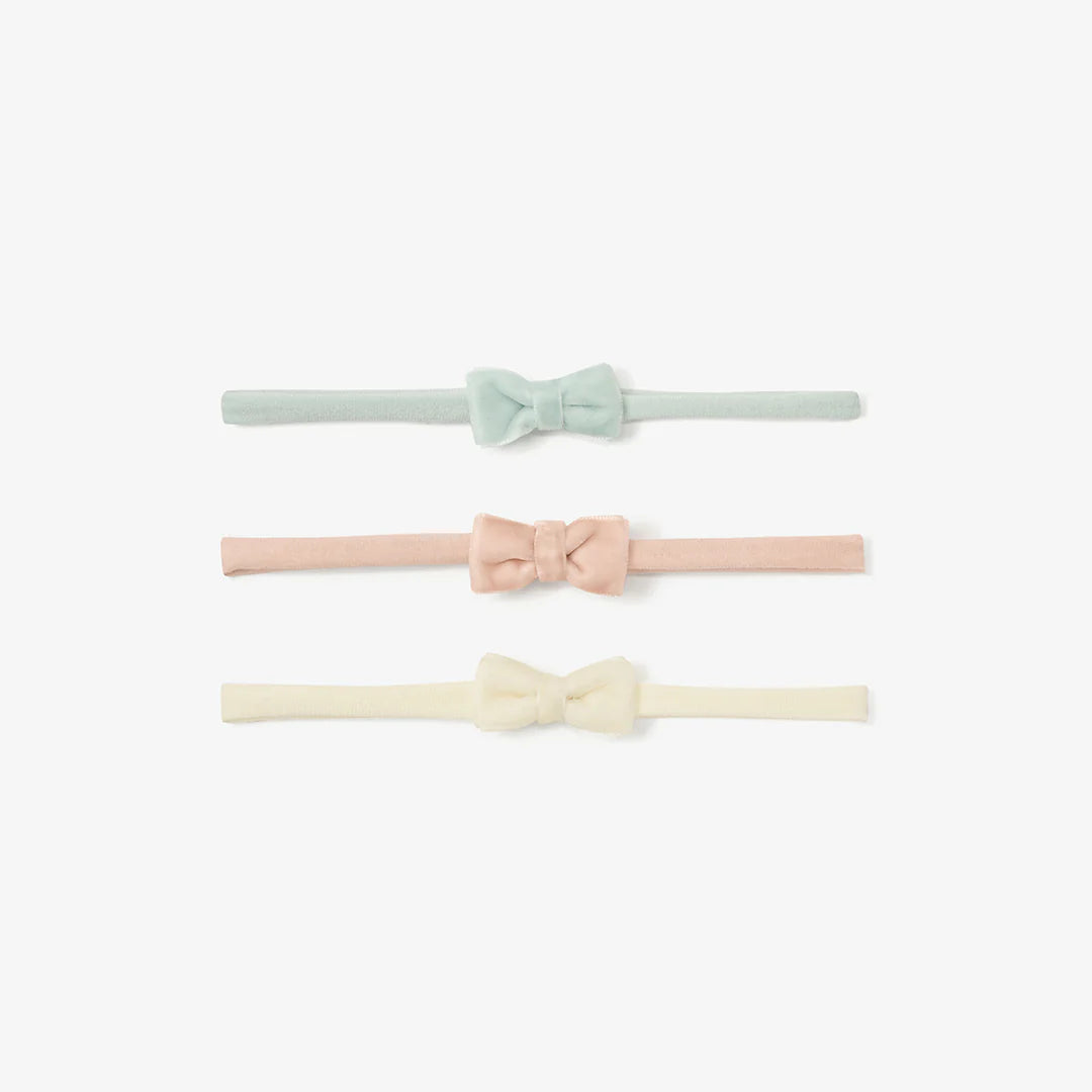 Velvet bow headbands 3pk