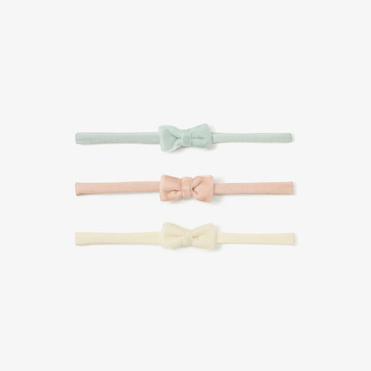 Velvet bow headbands 3pk