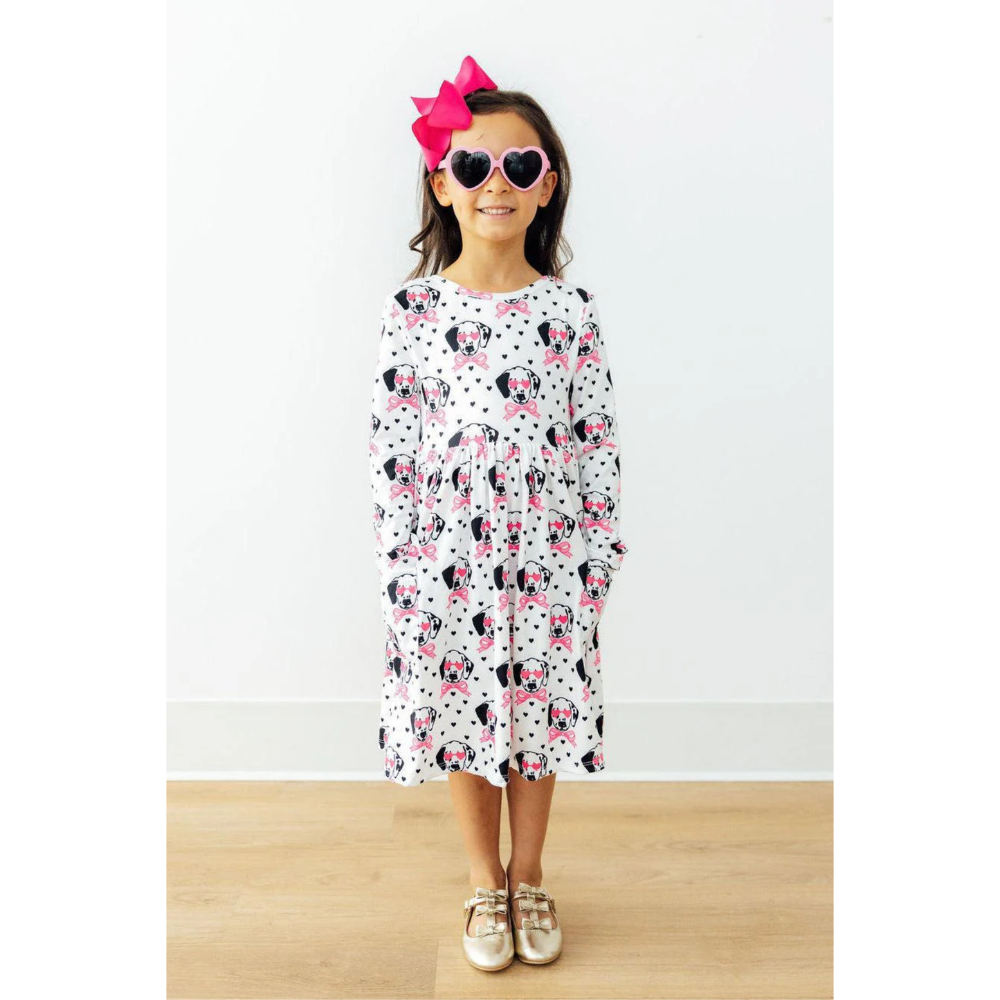 Love you spots l/s pocket twirl dress