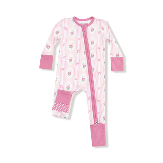 Ogee lace floral 2way zipper romper