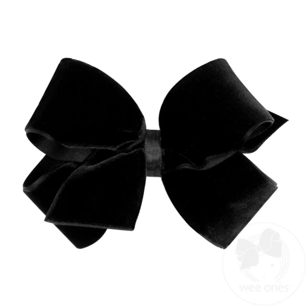 Small classic velvet bow - black