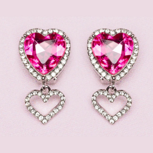 Boutique heart jewel clip on earrings