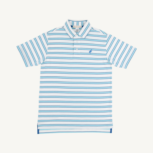 Prim and proper s/s polo - wawhite/belhaven blue stripe