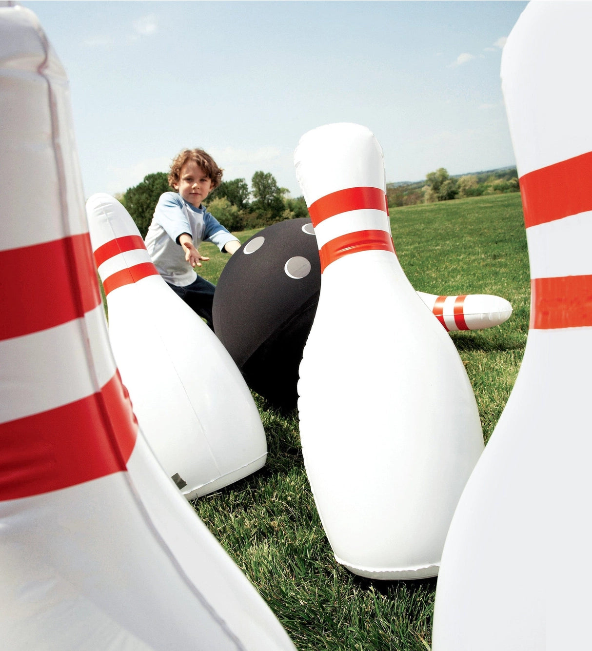 Giant inflatable bowling game