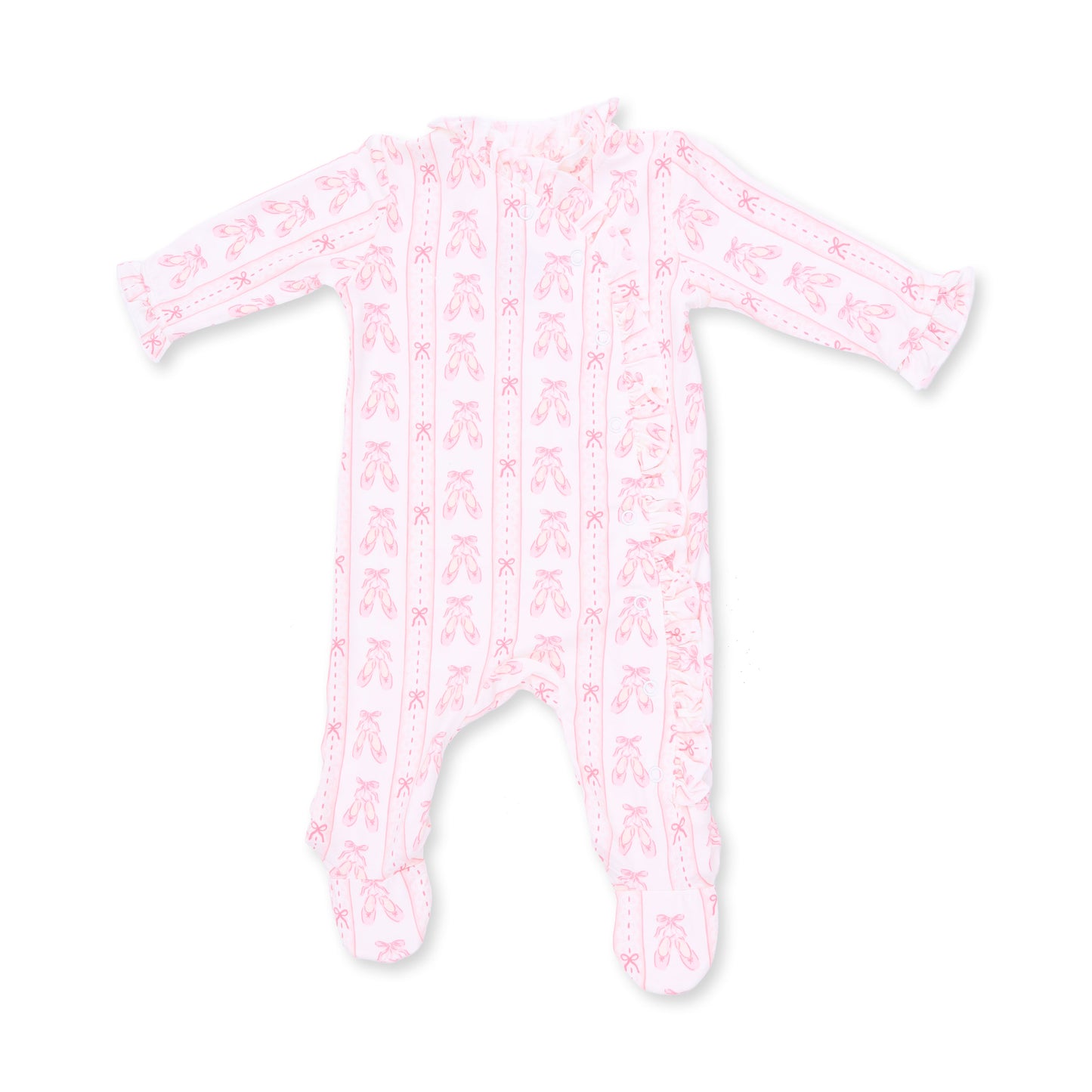Ballet shoes ribbon stripe kimono ruffle footie
