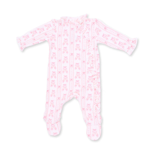 Ballet shoes ribbon stripe kimono ruffle footie
