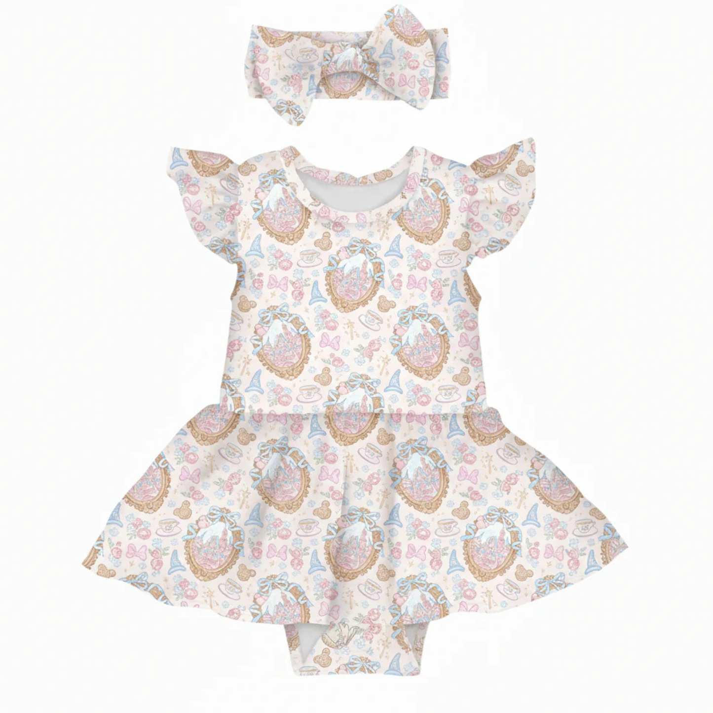 Teacups & tiaras twirl skirt bodysuit