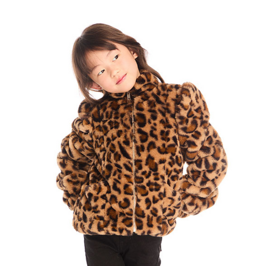 Leopard puff sleeve jacket