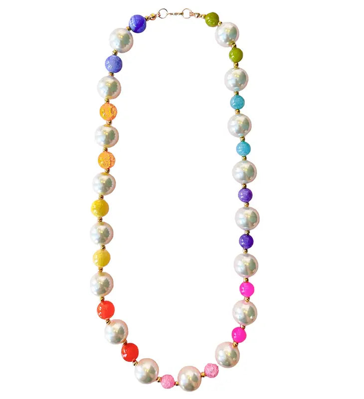 Bohemian Gemme Rainbow Pearl Beaded Necklace
