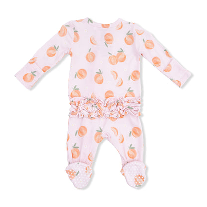 Sweet peach 2 way zipper ruffle footie