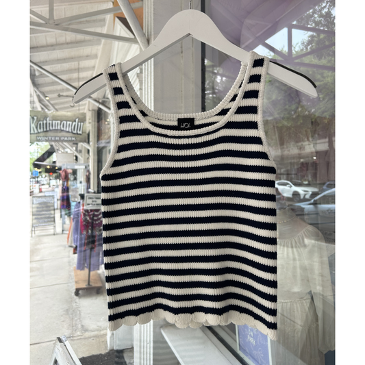 Navy stripe knit top