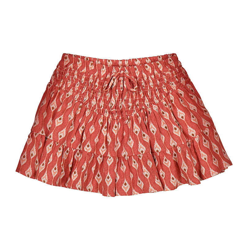 Patterned pant skirt - dark red