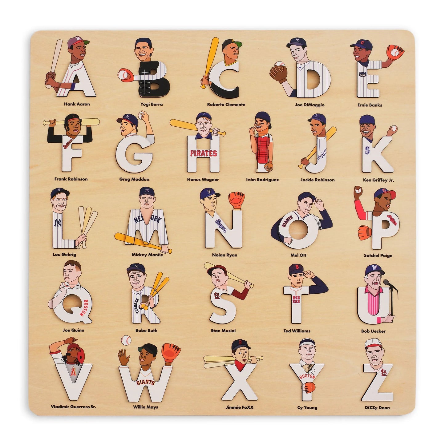 Baseball legends wooden alphabet puzzle