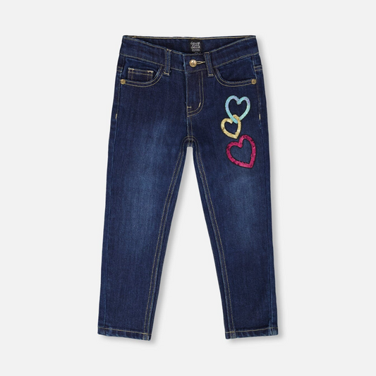 Navy denim jeans w. hearts