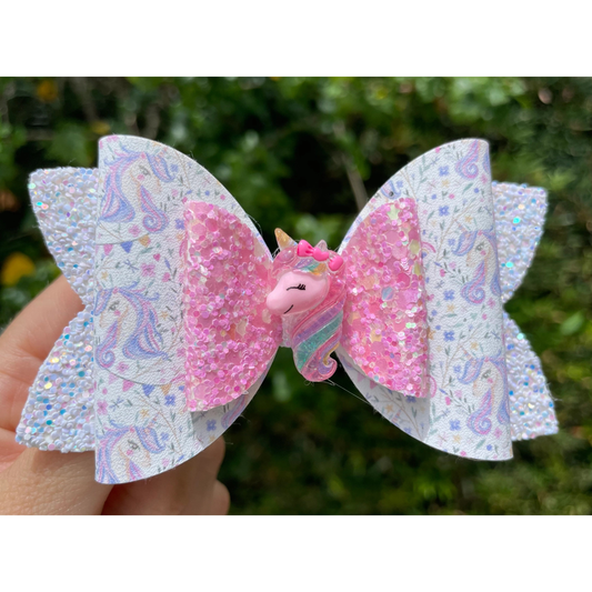 Pastel unicorn hair bow