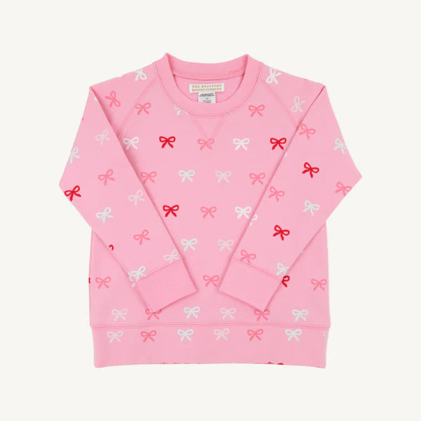 Cassidy comfy crewneck - bitty bows/hamptons hot pink
