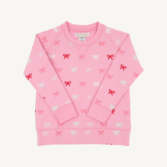 Cassidy comfy crewneck - bitty bows/hamptons hot pink