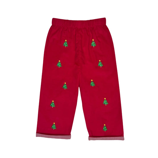 Christmas tree leo pants - red cord