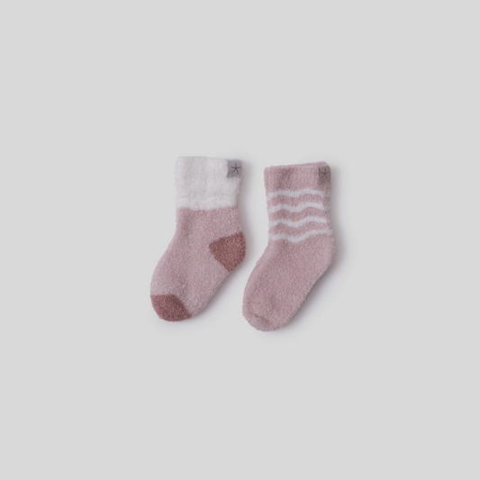 Baby sock stripe set - dusty rose