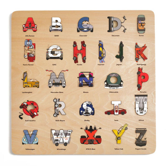 Car legends wooden alphabet puzzle