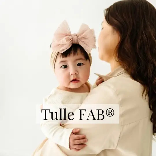 Tulle nylon bow headband - antique pink dot