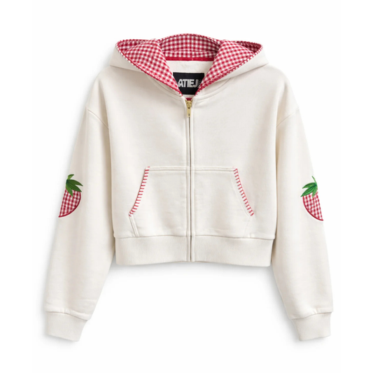 Leah crop sweatshirt - strawberries/vintage white