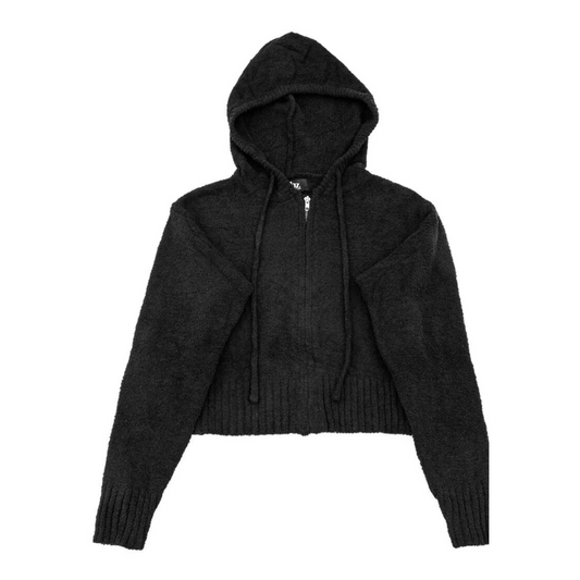 Chenille zip jacket - black