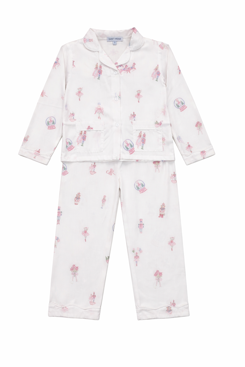 Pink Nutcracker Print White PJ