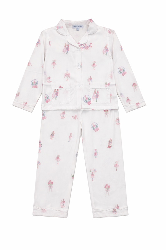 Pink Nutcracker Print White PJ
